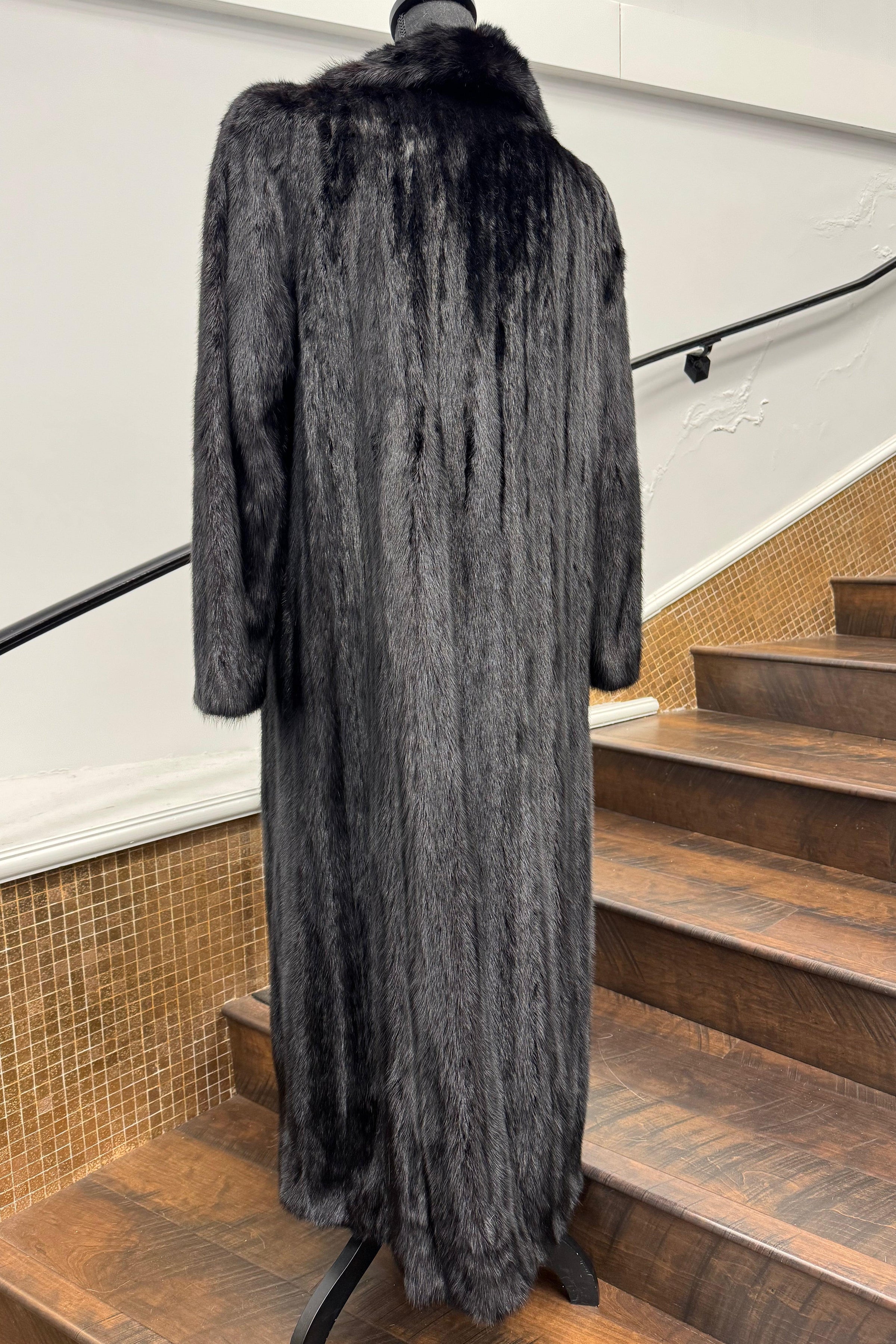 Vintage Dyed Black Full Length Mink Coat