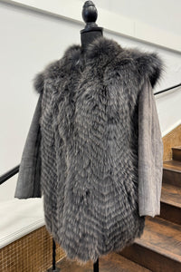 Vintage Grey Chevron Cut Fox Jacket