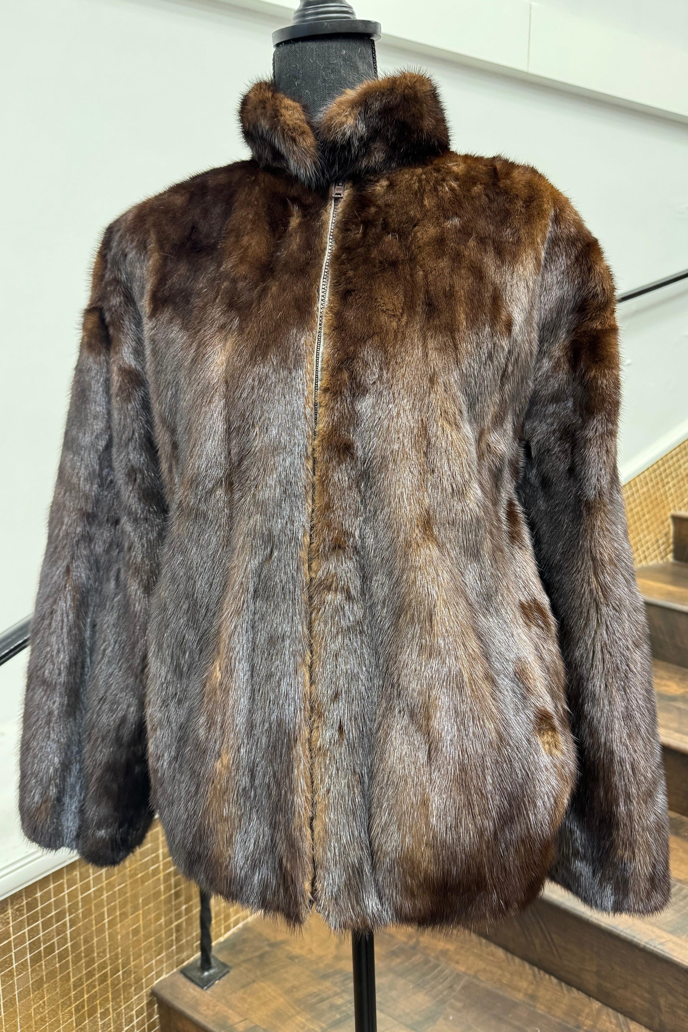 Vintage Mahogany Mink Bomber