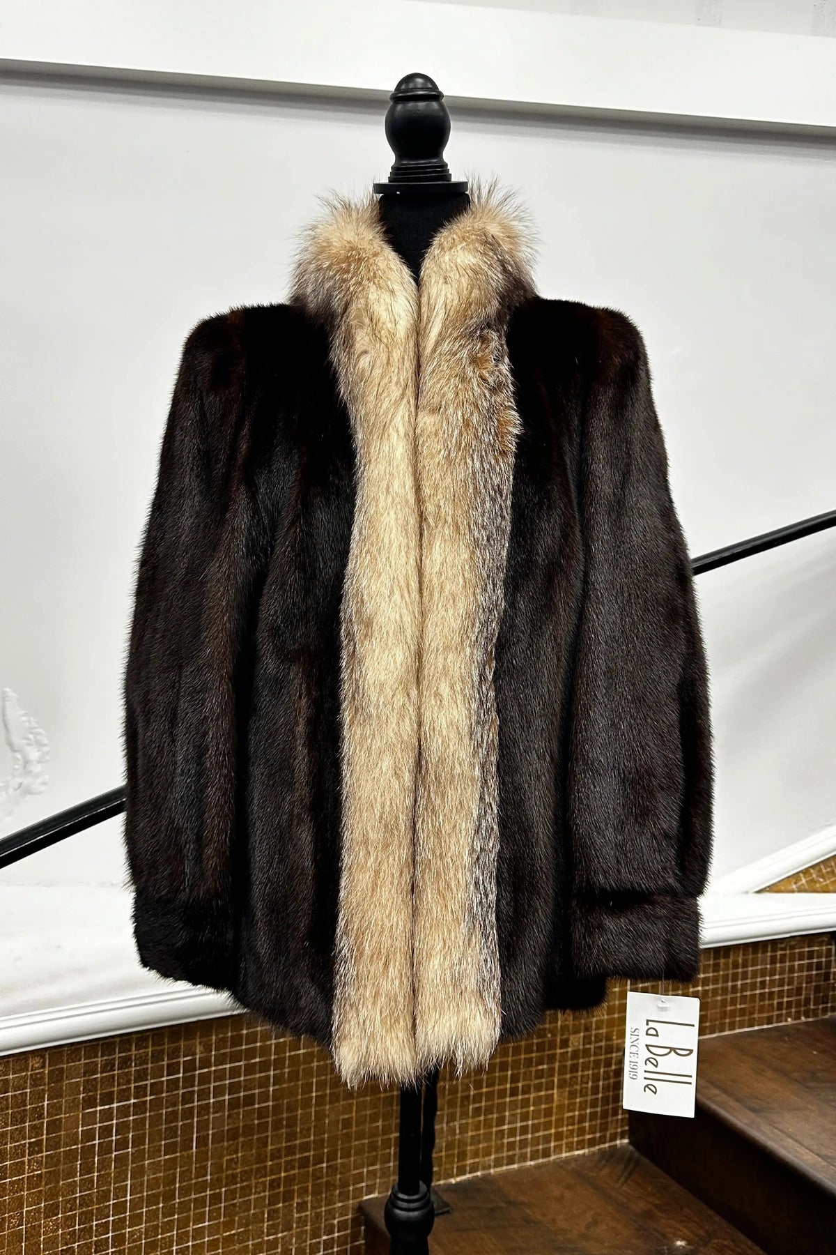 Vintage Mahogany Mink Jacket with Fox Trim