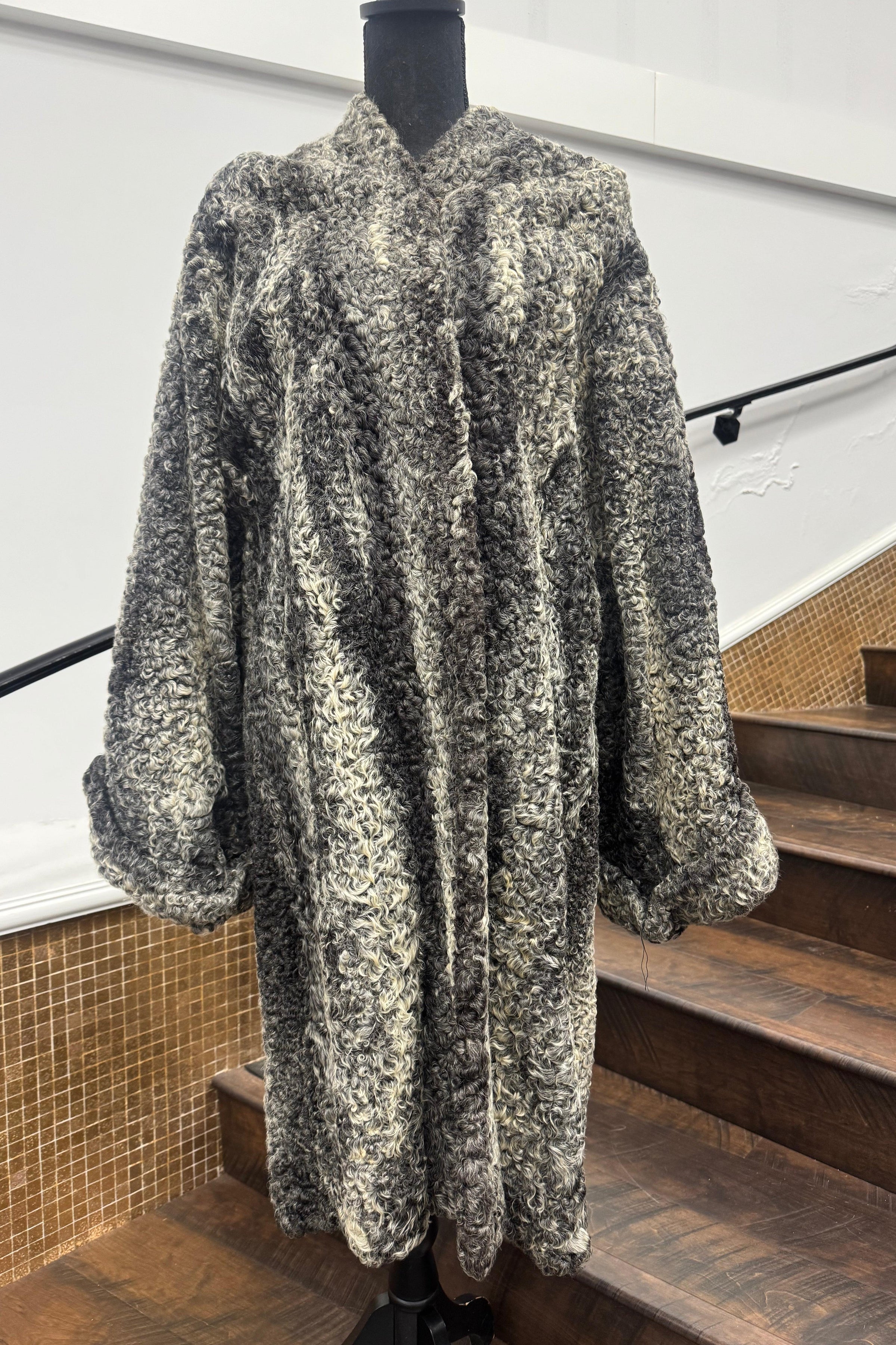 Vintage Oxidized Grey Persian Lamb Stroller