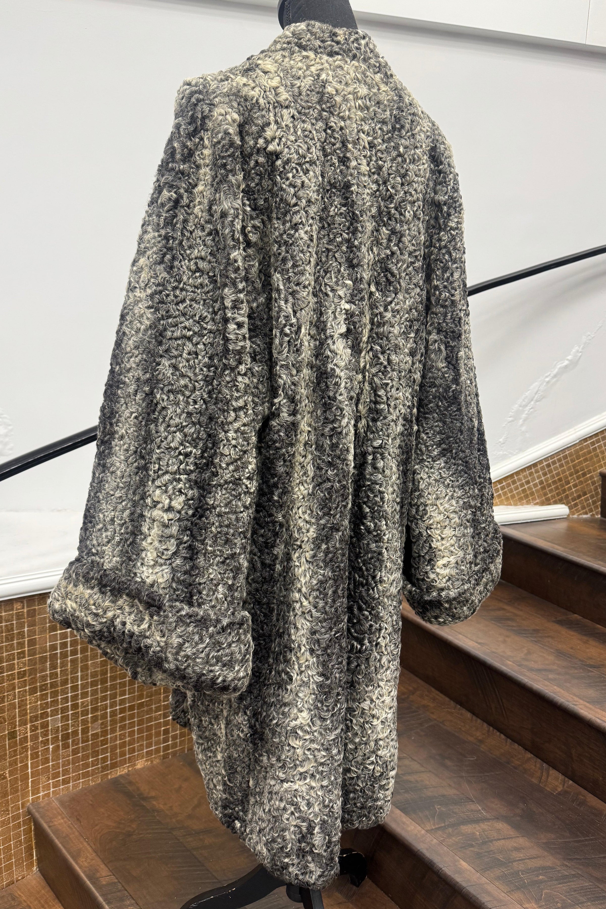 Vintage Oxidized Grey Persian Lamb Stroller