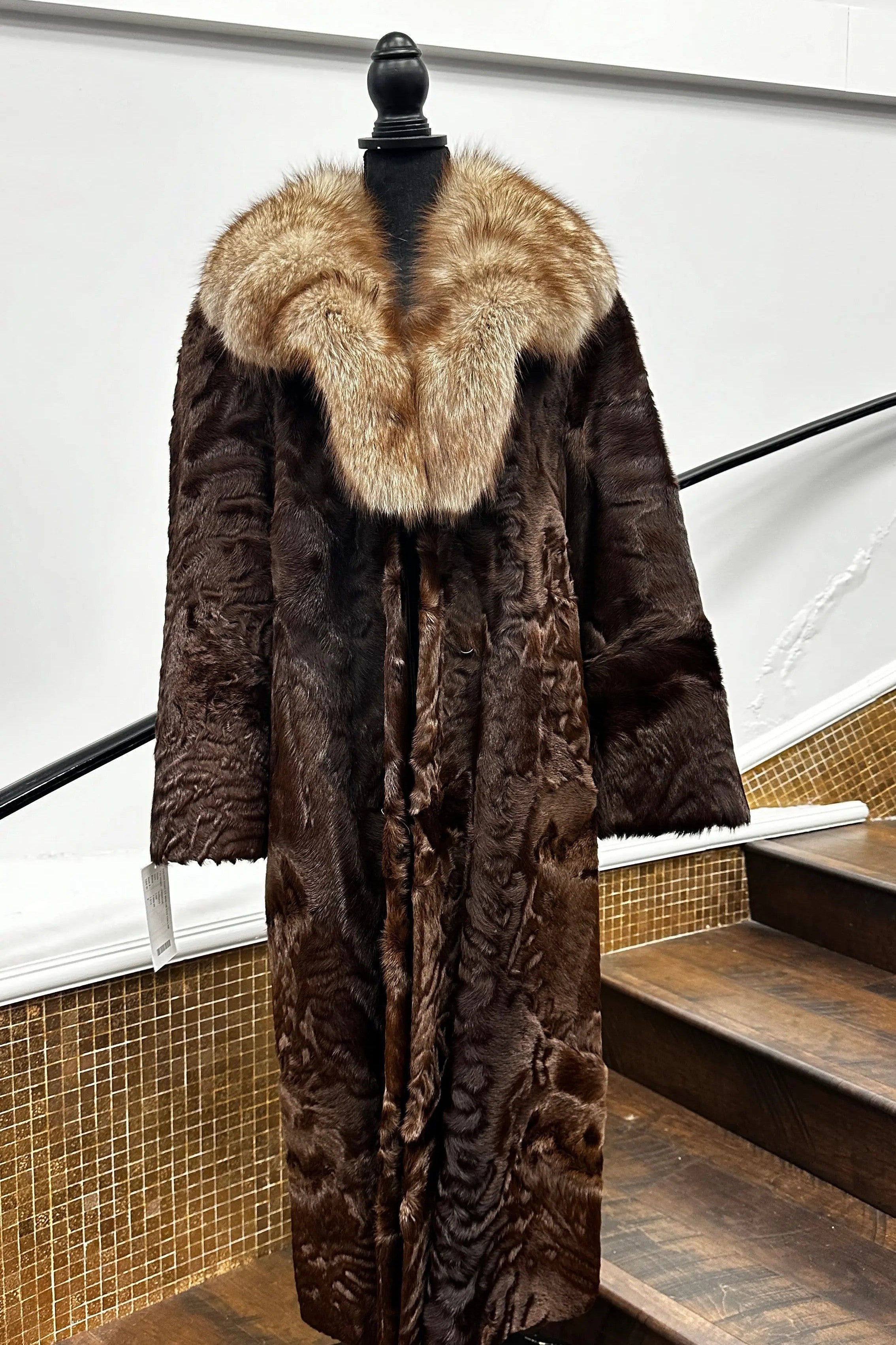 Vintage Polish Pony Coat with Blue Fox Collar