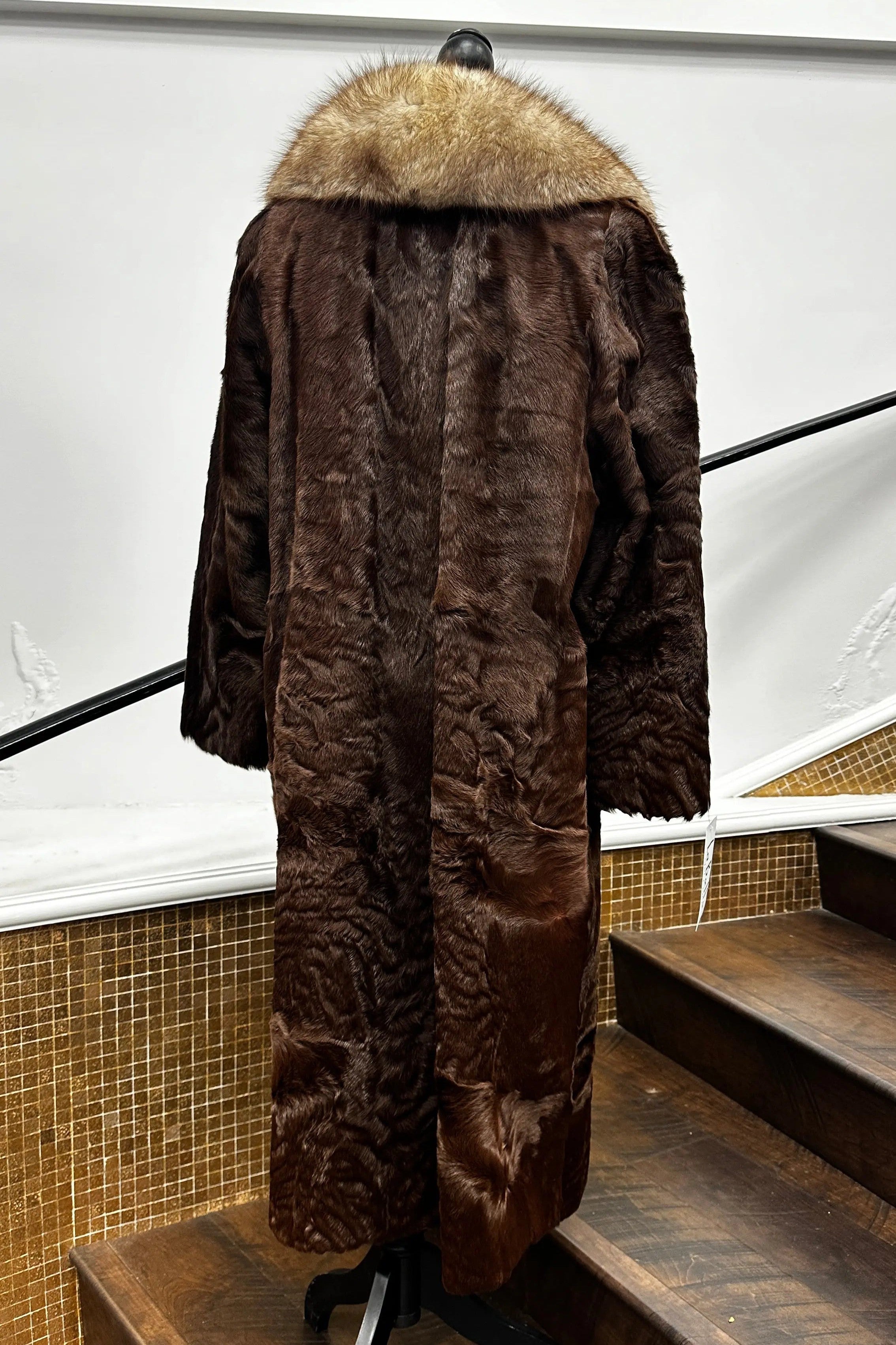 Vintage Polish Pony Coat with Blue Fox Collar