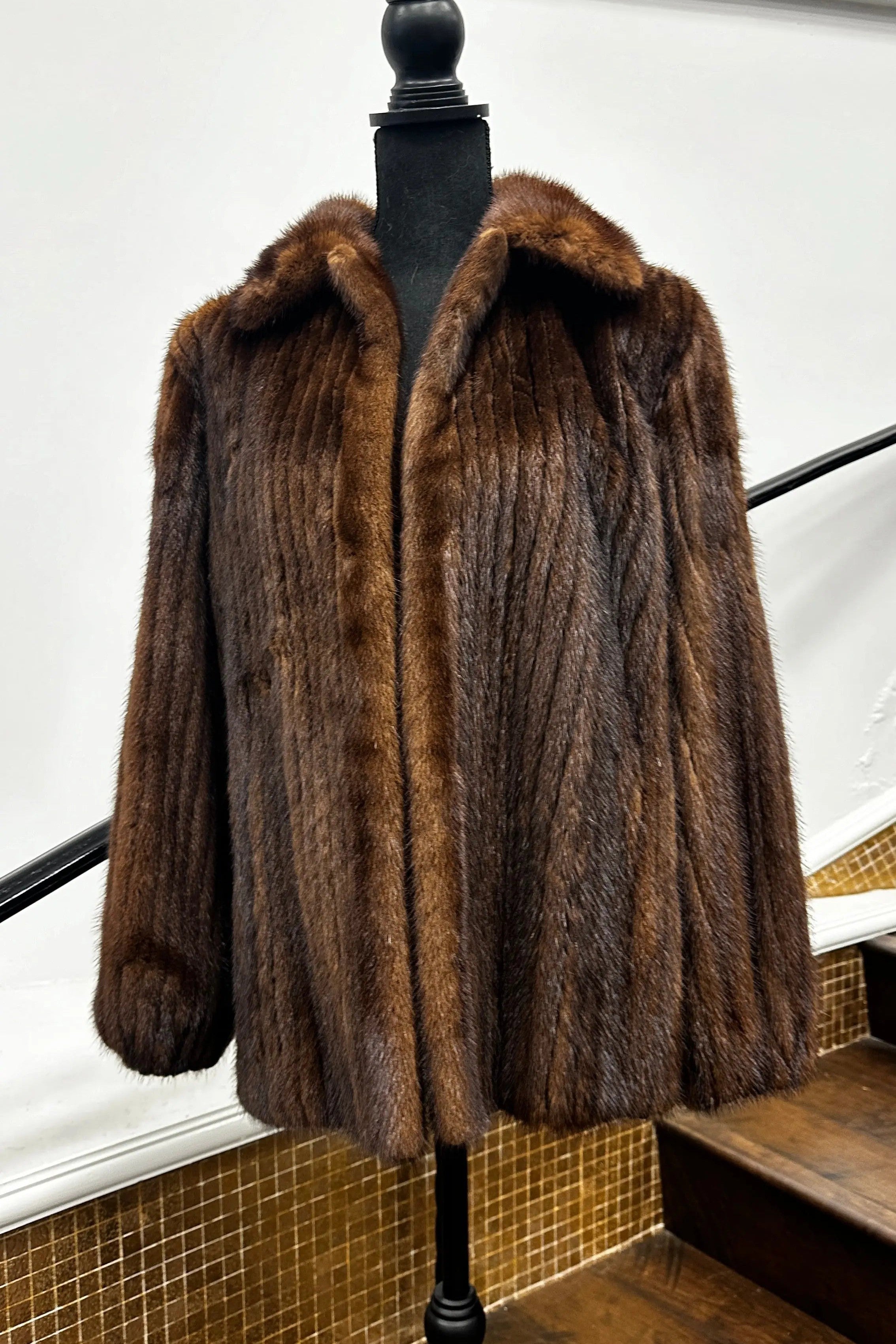 Vintage Ribbed Mahogany Mink Jacket