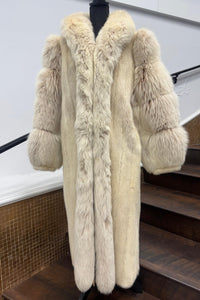 Vintage Tourmaline Coat with Fox Sleeves and Tuxedo