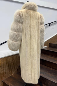 Vintage Tourmaline Coat with Fox Sleeves and Tuxedo