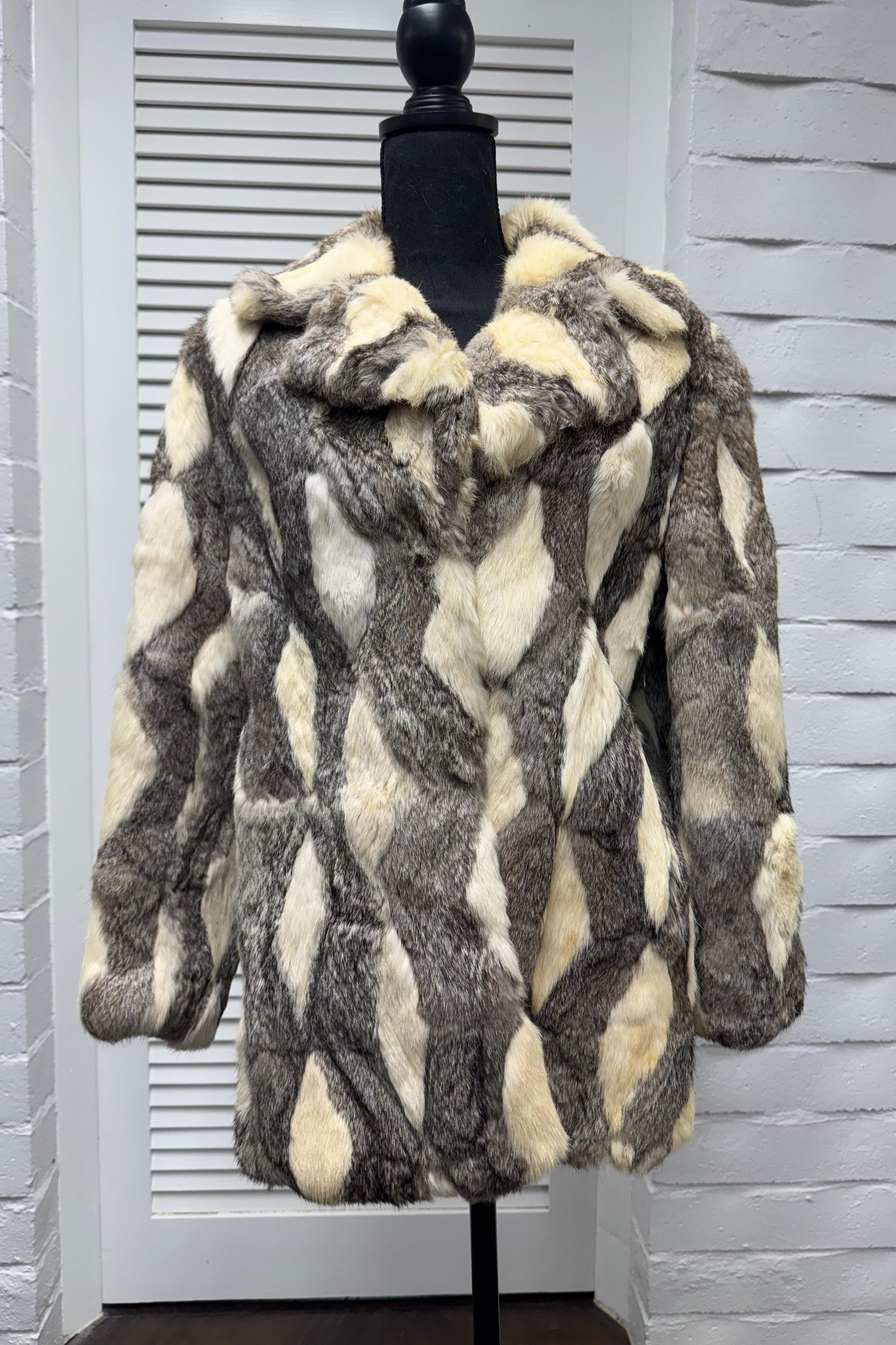Vintage White & Grey Rabbit Jacket