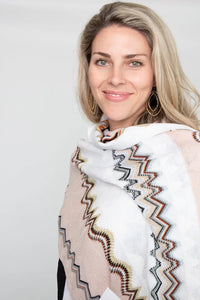 White and Creme Multi Color Strip Scarf