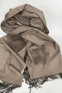 Cashmere Scarf with Mink Flowers
