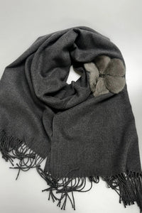 Cashmere Scarf with Mink Flowers
