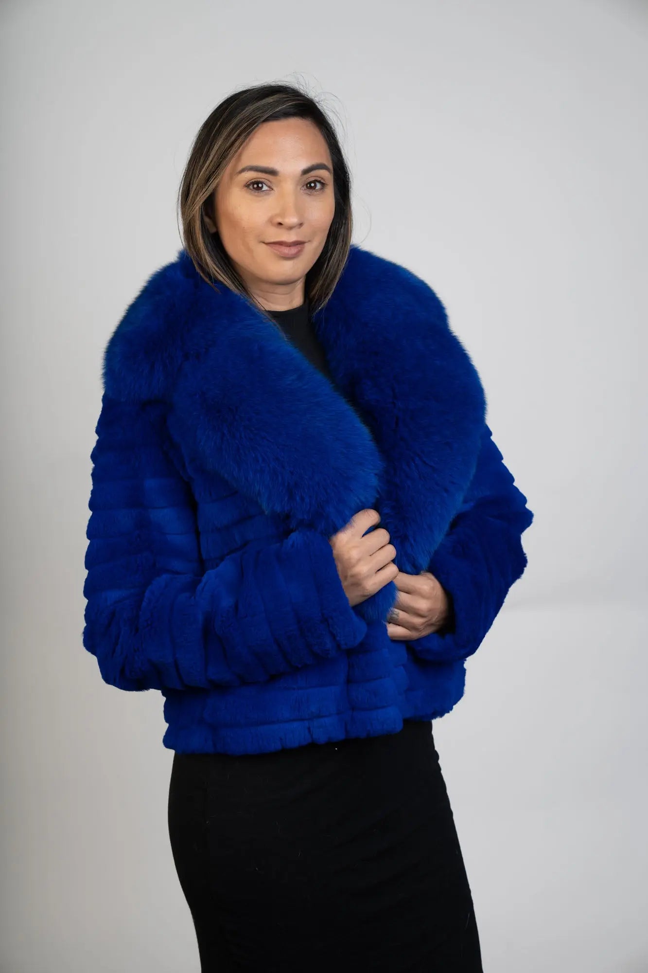 Dyed Electric Blue Fox/Rexx Jacket – LaBelle Since 1919
