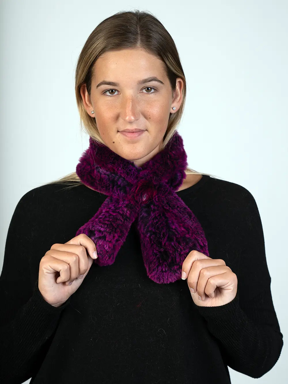 LaBelle Since 1919 Dyed Purple/Black Knitted Scarf
