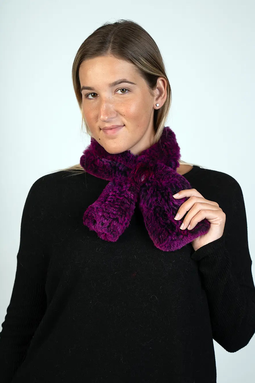 Dyed Purple/Black Knitted Scarf