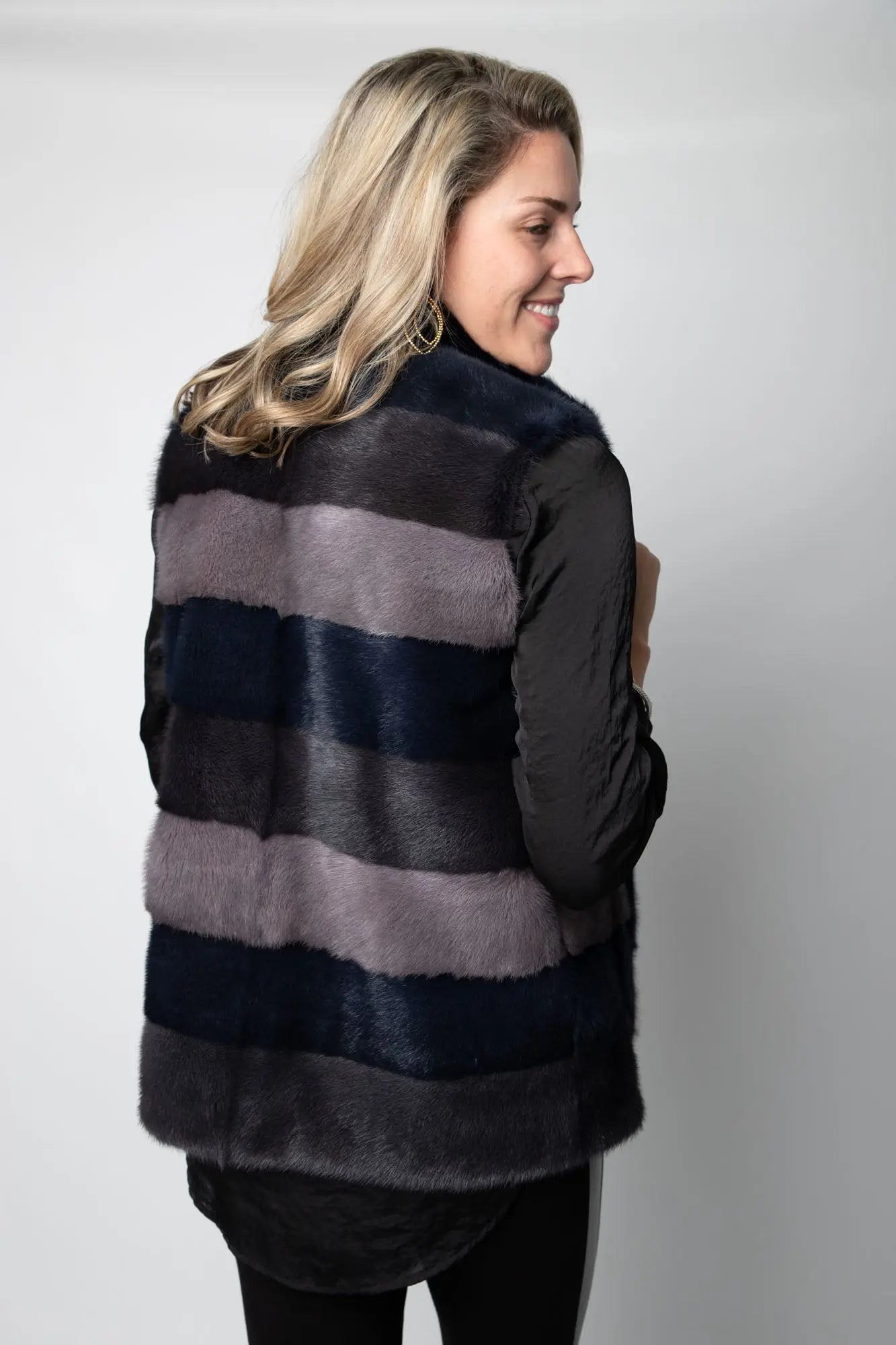 Lavender/Grey/Blue Mink Striped Vest