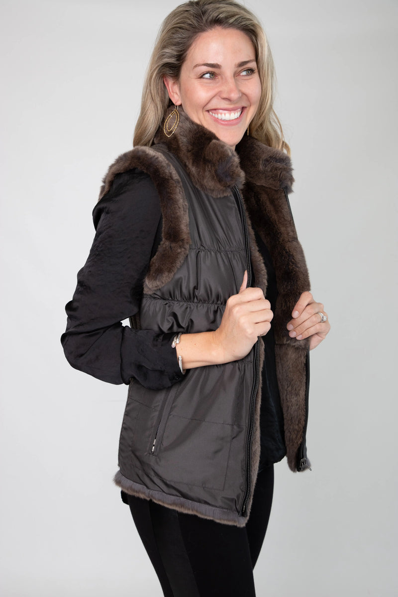 Charcoal/Brown Rexx Reversible Vest