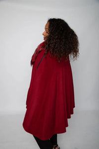 Berry Wool/Cashmere Cape Style Jacket