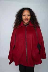 Berry Wool/Cashmere Cape Style Jacket