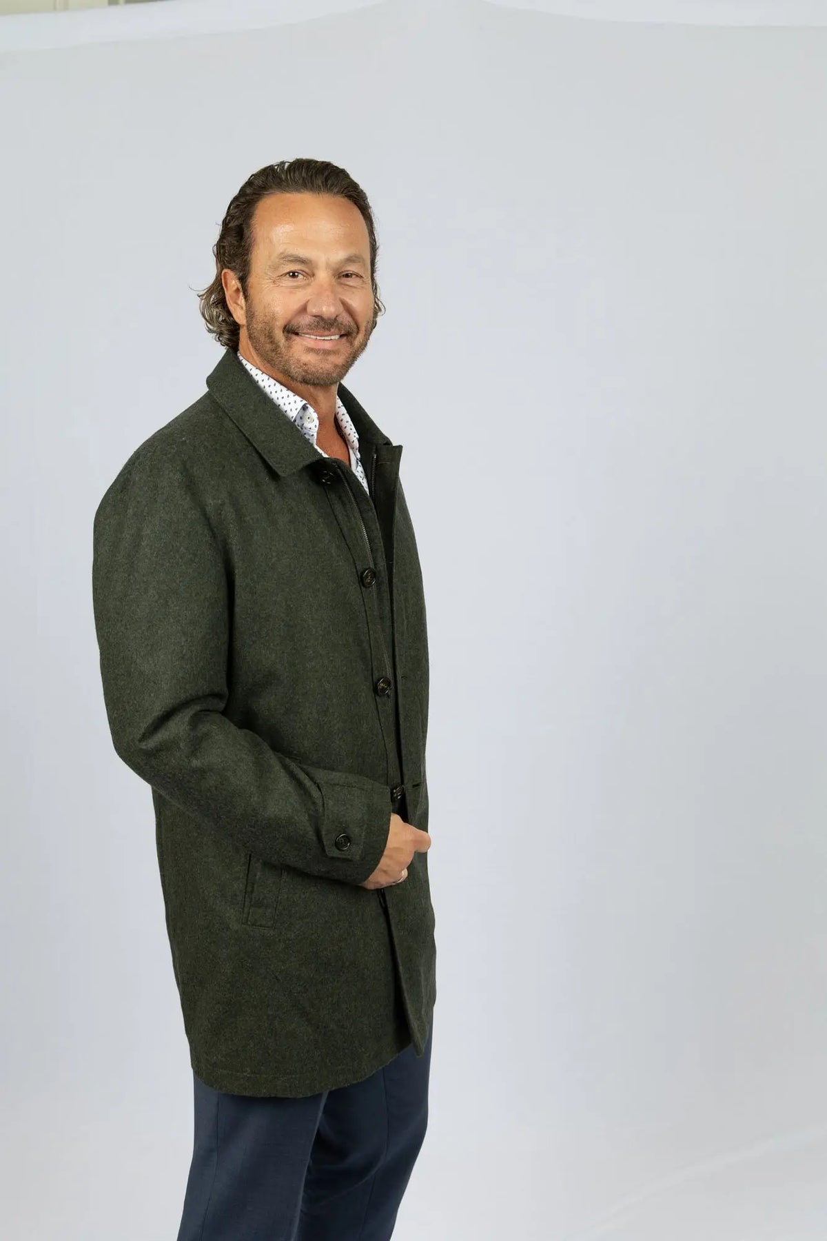 Men's Wool/Cashmere-Green Coat