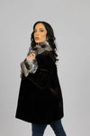 Black Sheared Mink Jacket w/ Chinchilla Trim and Cuffs