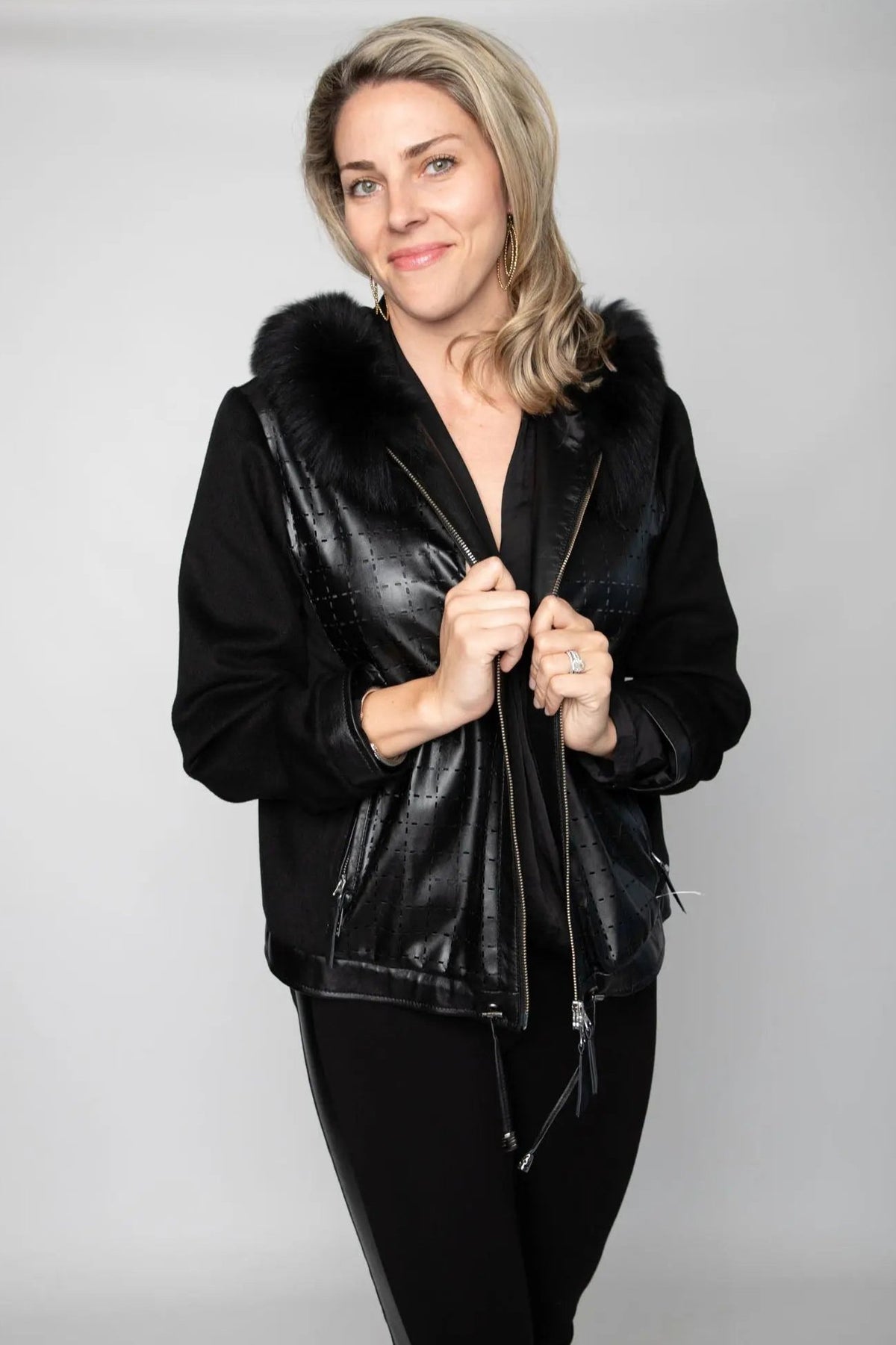 Black Cashmere with Black Fox Trim Jacket