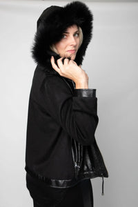 Black Cashmere with Black Fox Trim Jacket