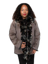 Taupe Cashmere Reversible Jacket with Rex and Fox Trim