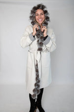 White & Grey 100% Wool Reversible Coat