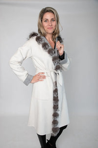 Dino Gaspari White & Grey 100% Wool Reversible Coat