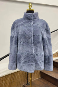 Light Blue Sheared Mink Horizontal Jacket