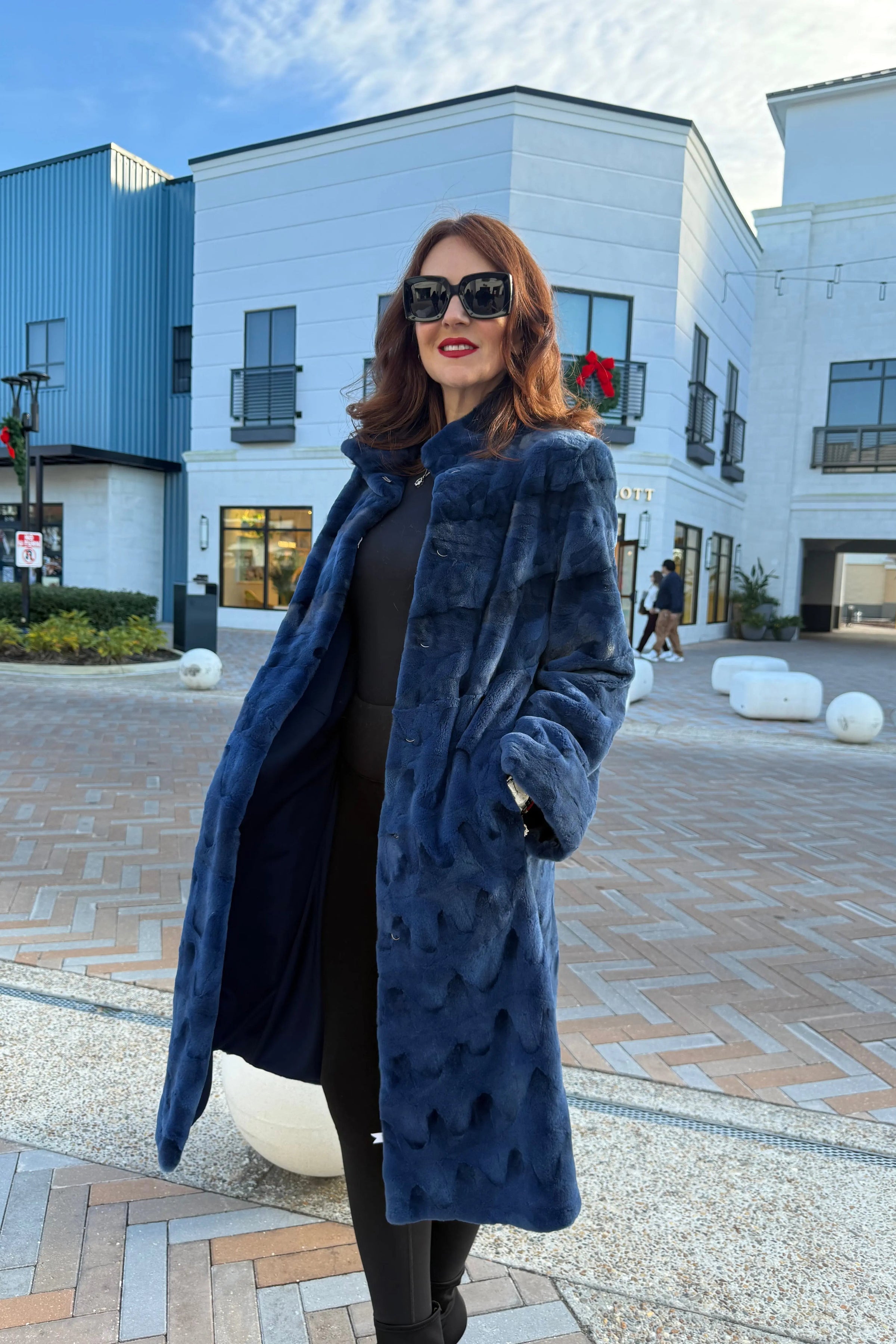 Royal Blue Mink Pieces Semi Sheared Coat