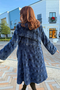 Royal Blue Mink Pieces Semi Sheared Coat