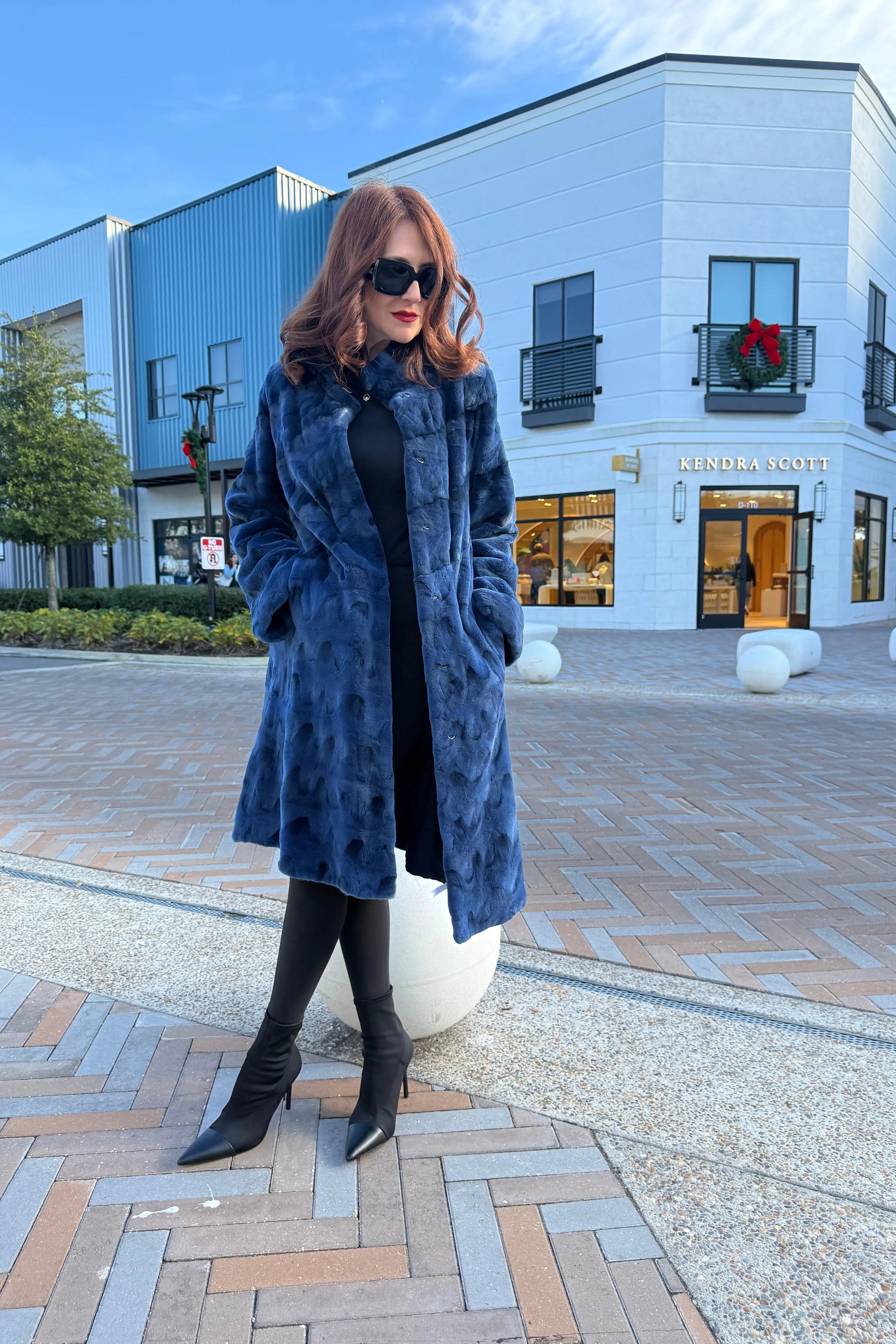 Royal Blue Mink Pieces Semi Sheared Coat