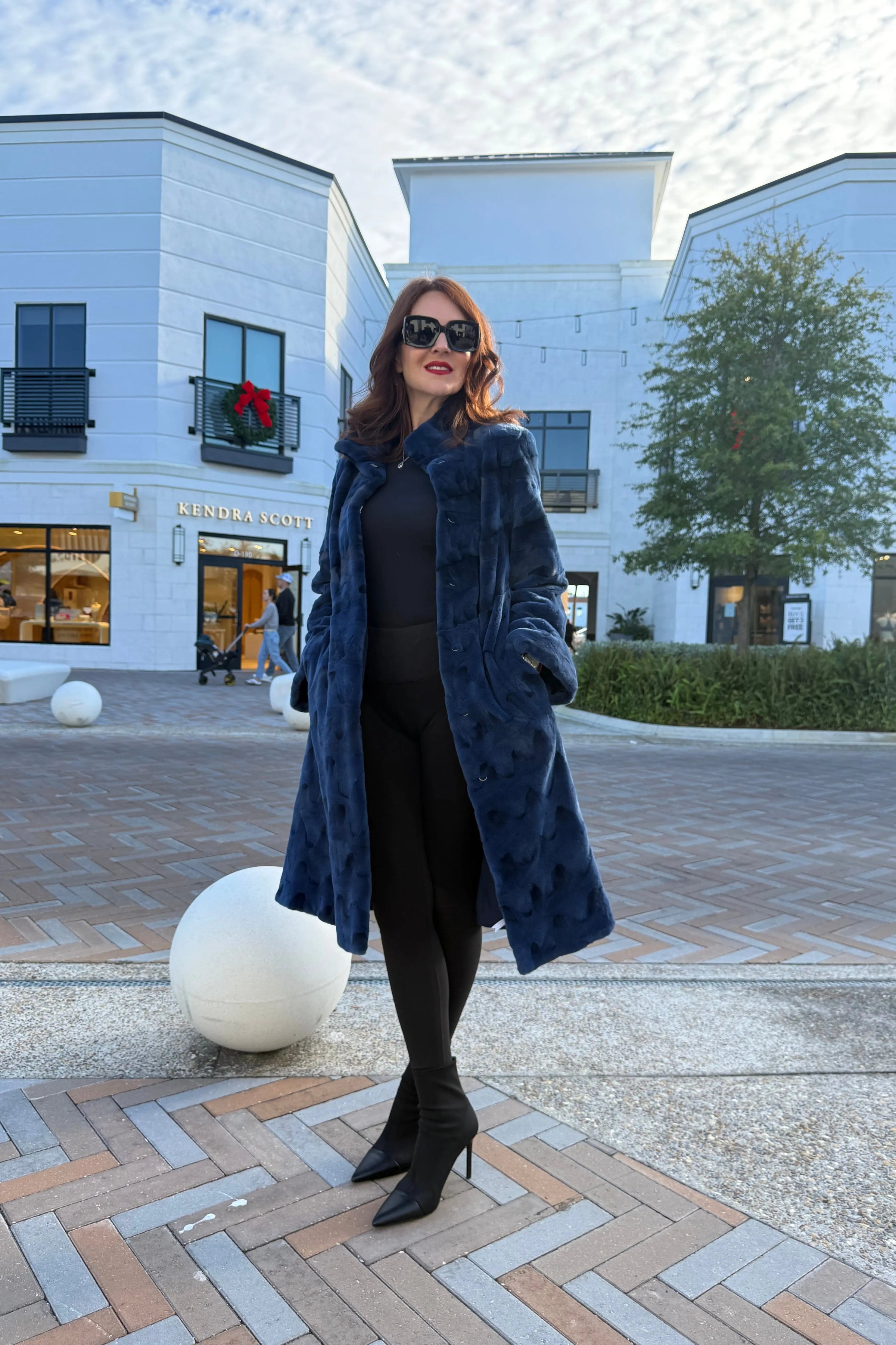 Royal Blue Mink Pieces Semi Sheared Coat