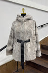 Sapphire Sheared Mink Jacket Cape with Hood