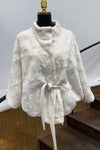 White Sheared Mink Oval Pieces Jacket Cape