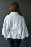 White Sheared Mink Oval Pieces Jacket Cape