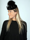 LaBelle Since 1919 Black Mink/Fox/Feather Fascinator Hat
