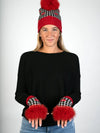LaBelle New Collections Red Lips Knitted Fingerless Gloves w/ Fox