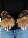 LaBelle Since 1919 Knitted Monogram Fingerless Gloves w/ Fox