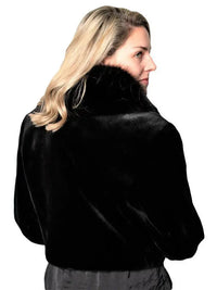 Black Sheared Mink Jacket w/ Fox Collar