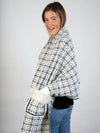 LaBelle Since 1919 Ivory- Black Knitted Wrap w/Fox Trim