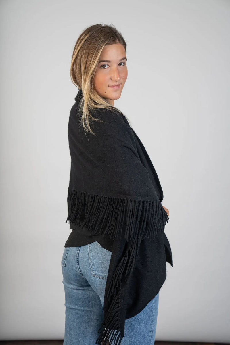 Black Cashmere Shawl w/ Fringe