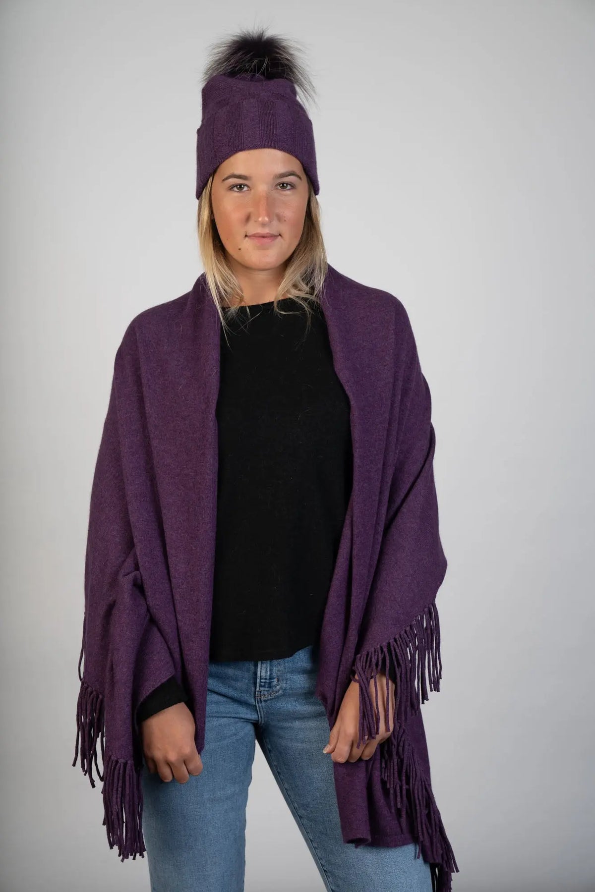 Amethyst Cashmere Shawl w/ Fringe