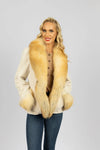 Ivory White Mink Jacket W/Golden Island Fox Trim