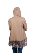 Beige Suede Reversible Jacket w/ Hood