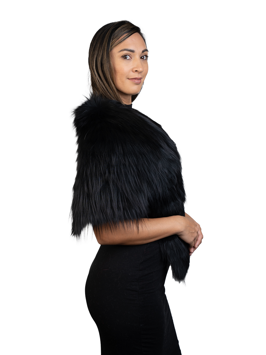 Black Feathered Fox Stole