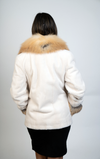 Ivory White Mink Jacket W/Golden Island Fox Trim