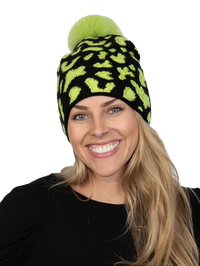 Lime & Black Knitted Hat