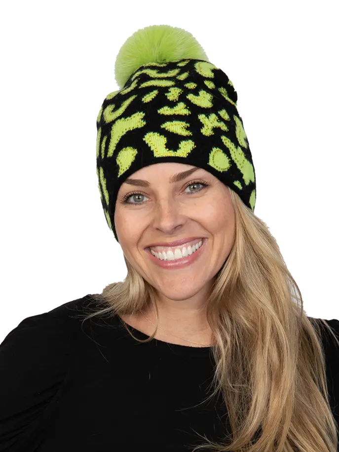 Lime & Black Knitted Hat